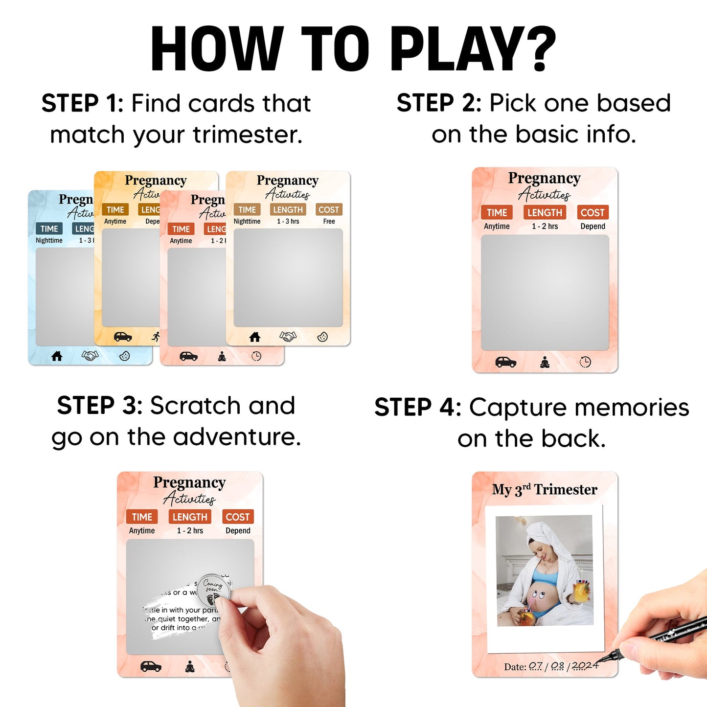 40 Fun Scratch Off Activities to do While Pregnant - Create Everlasting Memories of Your Pregnancy - Unique Gift for Expecting Mom - FB051